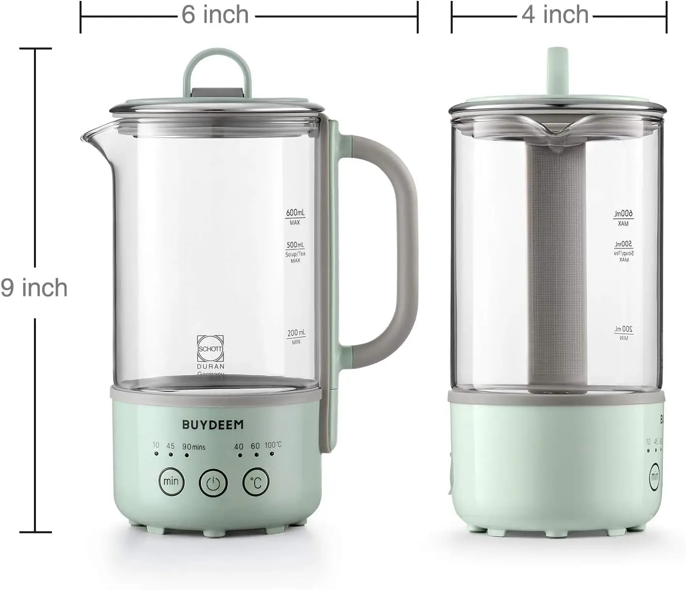 BUYDEEM K313 Travel Electric Kettle, Mini Healthy-Care Beverage Kettle, Tea Maker with Heat Resistant DURAN® Glass & Durable
