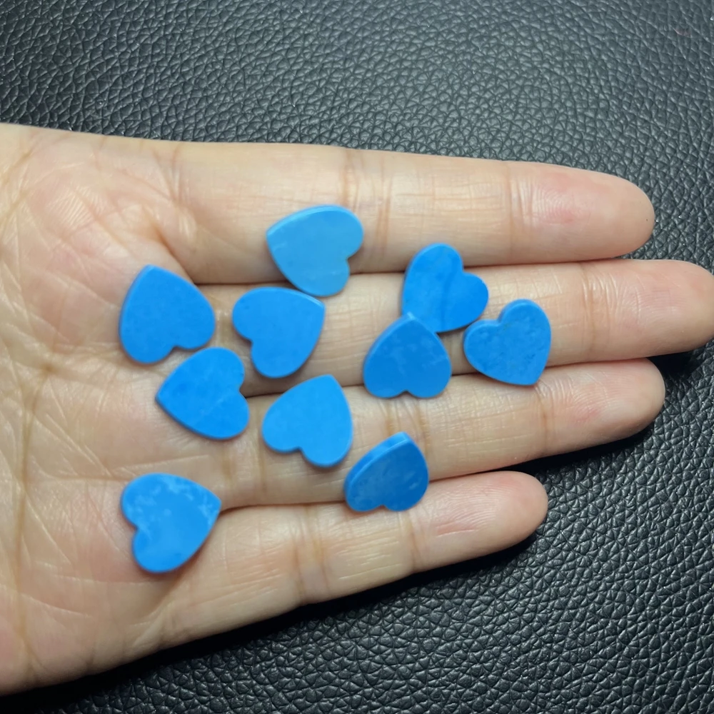 Natural Blue Turquoise Double Flat Heart Gemstones for Pendant Jewelry Making