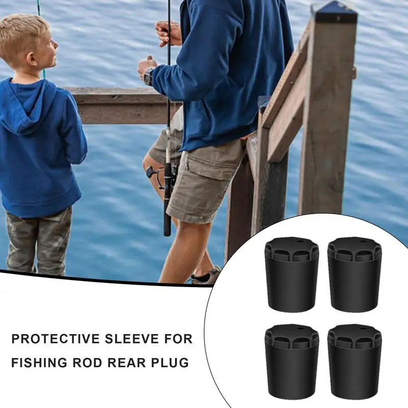 Durable Fishing Rod End Cap Protector 4PCS Silicone Fishing Stick Anti-Slip Gadgets Protection End Fishing Rod Covers Protector