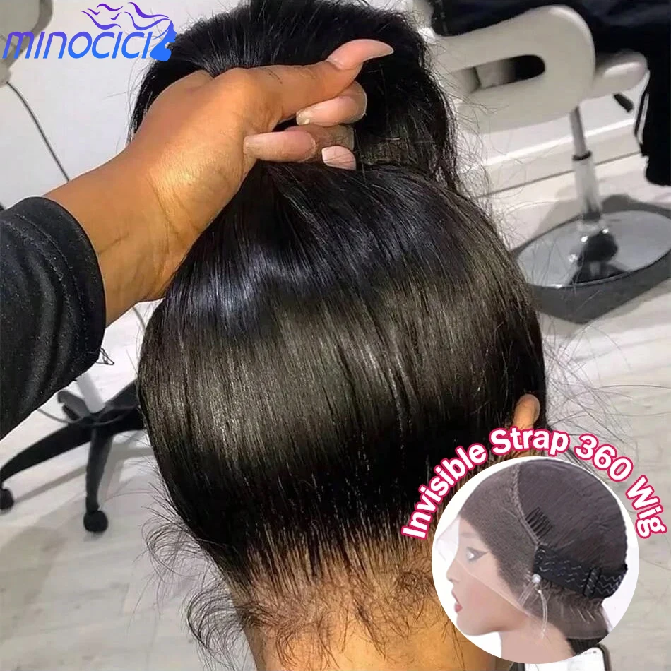 360 Full Lace Wig Human Hair Pre Plucked Hd Straight Human Hair Wigs 220 Density 360 Lace Front Wigs Invisible Drawstring 40Inch
