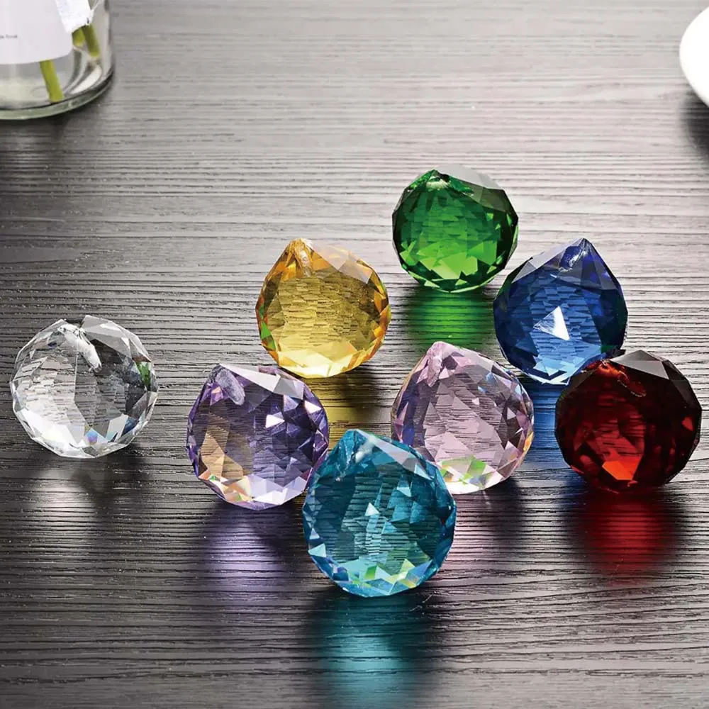 10pcs Crystal Faceted Chandelier Balls 15mm-40mm Mix Color Feng Shui Lighting Pendant Glass Prism Parts Decorative Ornaments