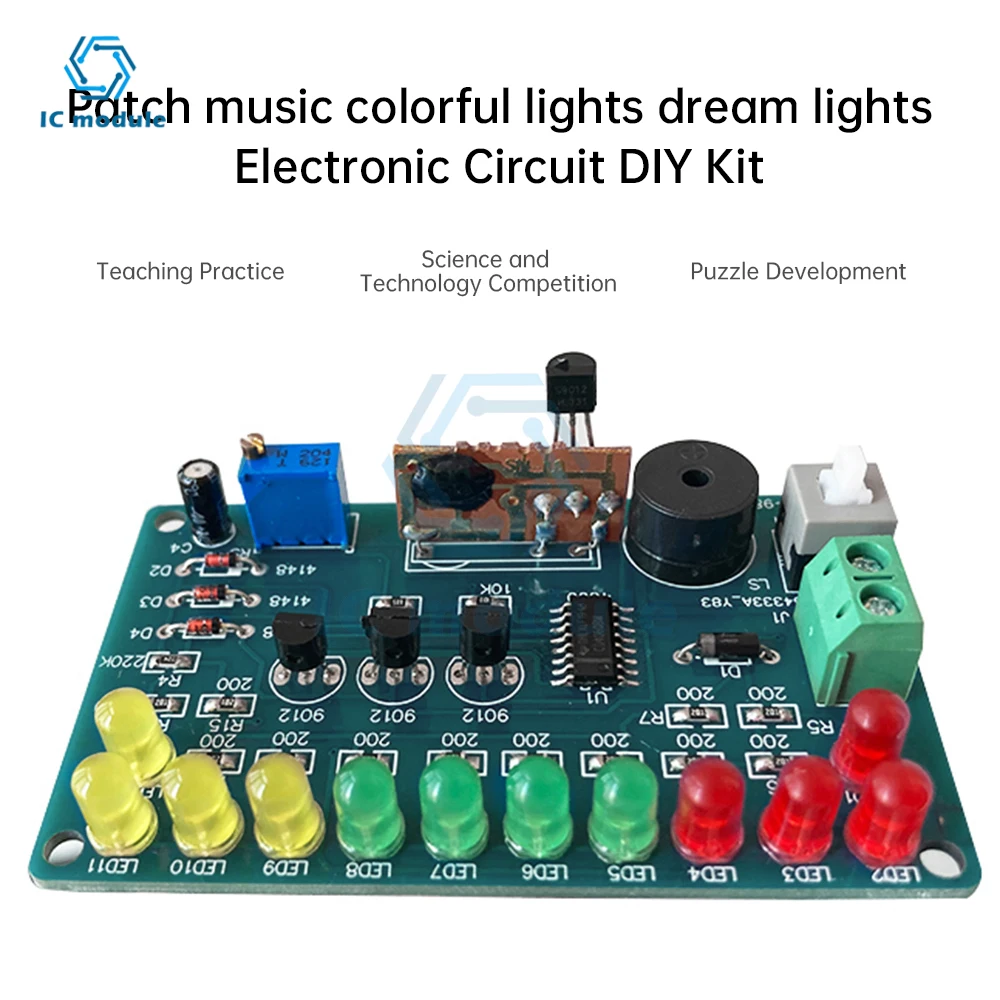 DC4.5-5V CD4060 SMD Music LED Color Light Circuit Welding Dream Light Module DIY Kit Loose Parts