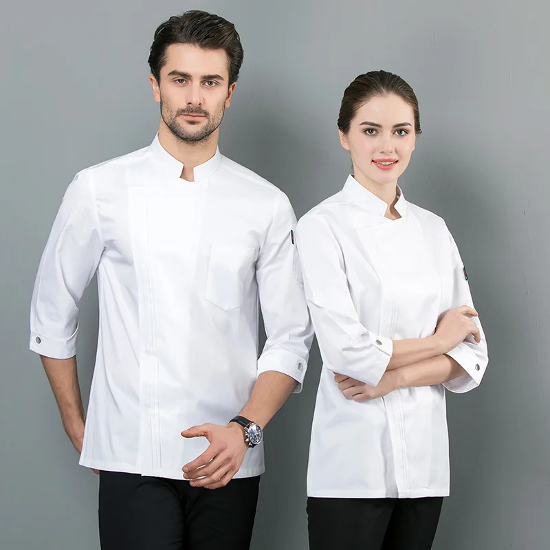 Chef Overalls Three-Quarter Sleeve Men's and Women's Spring and Autumn Hotel Restaurant Ding Room Western Food Kitchen Breathabl