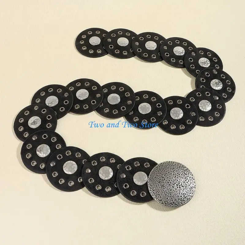 

HX6F Adult Male Female Hollow out Grommet Waist Belt Adjustable Buckle Waist Straps