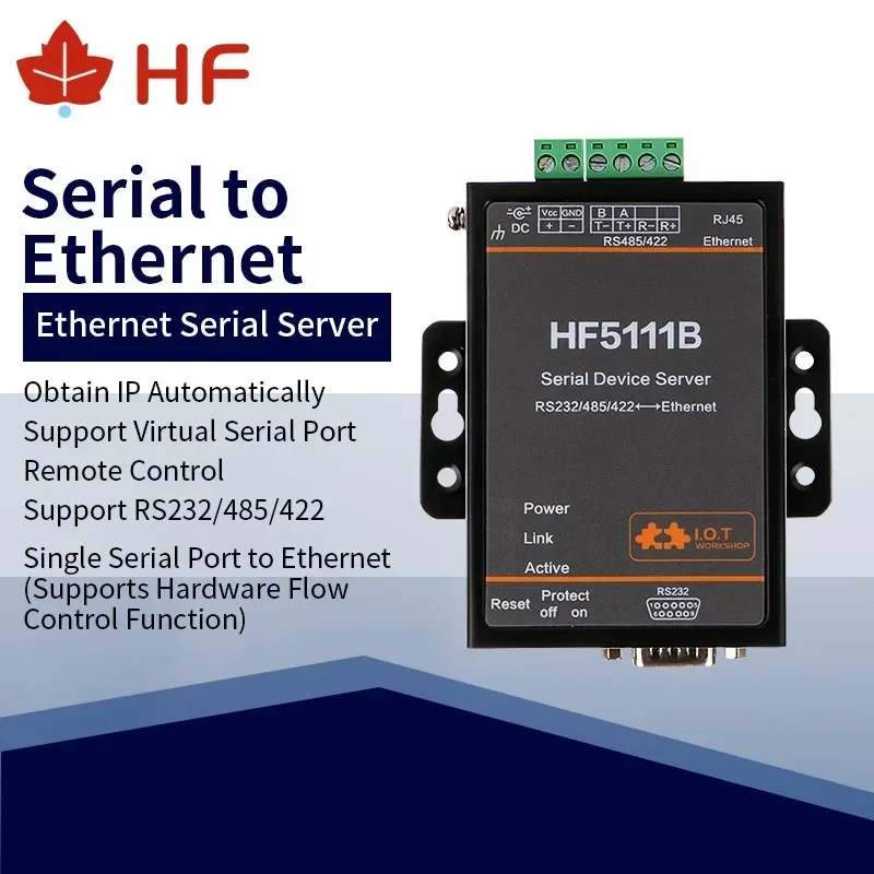 

HF HF5111B RJ45 RS232/485/422 Serial To Ethernet Free RTOS Serial 1 Port Server Converter Device Industrial Connector Unit