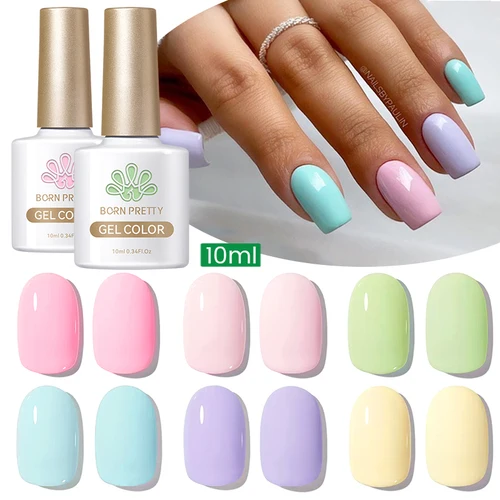 BORN PRETTY 10ml Esmalte de uñas en gel azul y rosa Color macarrón caramelo semipermanente Soak Off UV LED barniz manicura Primavera Verano