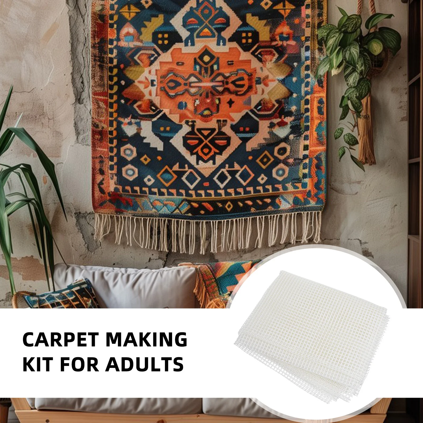 

1Set Latch Hook Blank Mesh Canvas Sturdy Material Easy Cut DIY Rug Tapestry Home Decor Crochet Needles Craft Kit