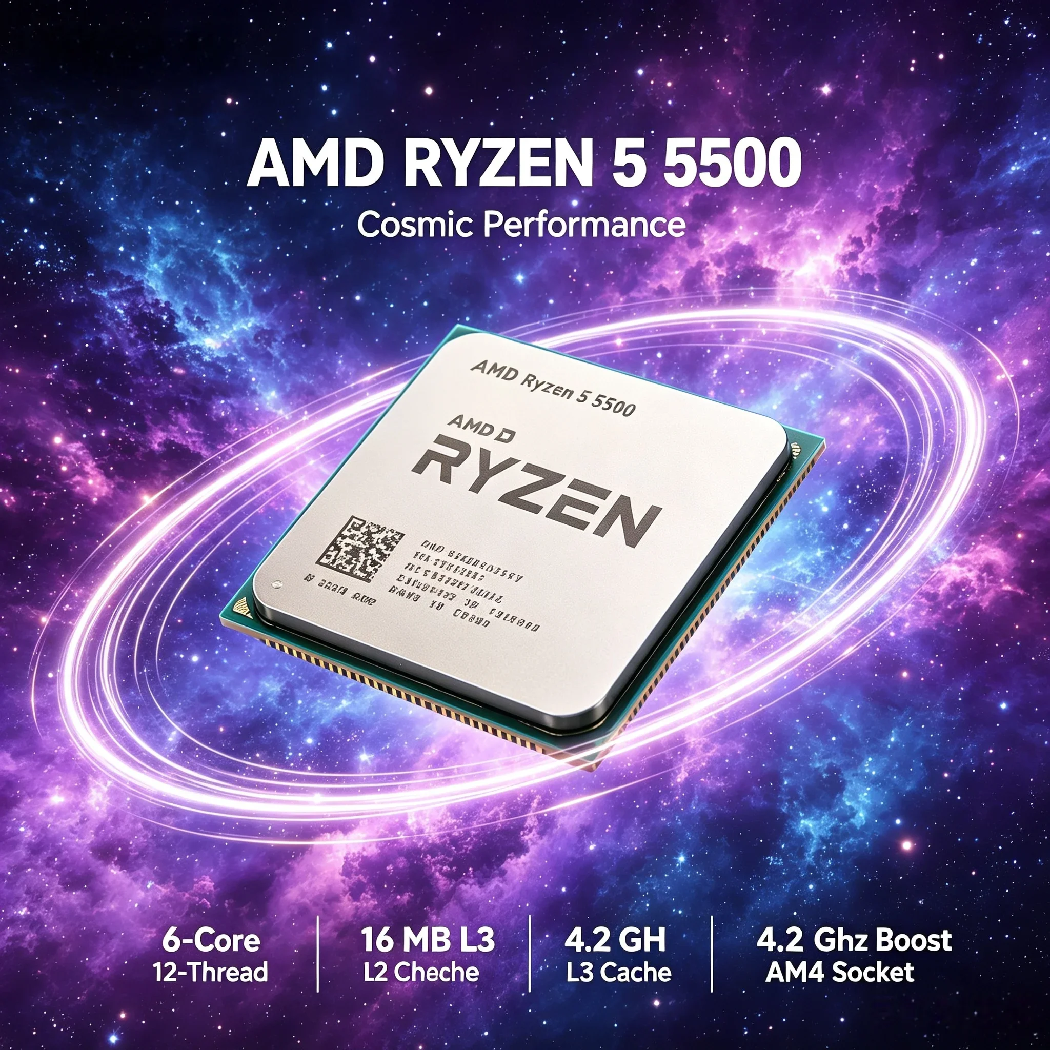 Gaming Computer Parts AMD Ryzen 5 5500 6-Core 12-Thread 3.6-4.2GHz 16MB L3 Cache Socket AM4 Desktop Processor Without Cooling Fa