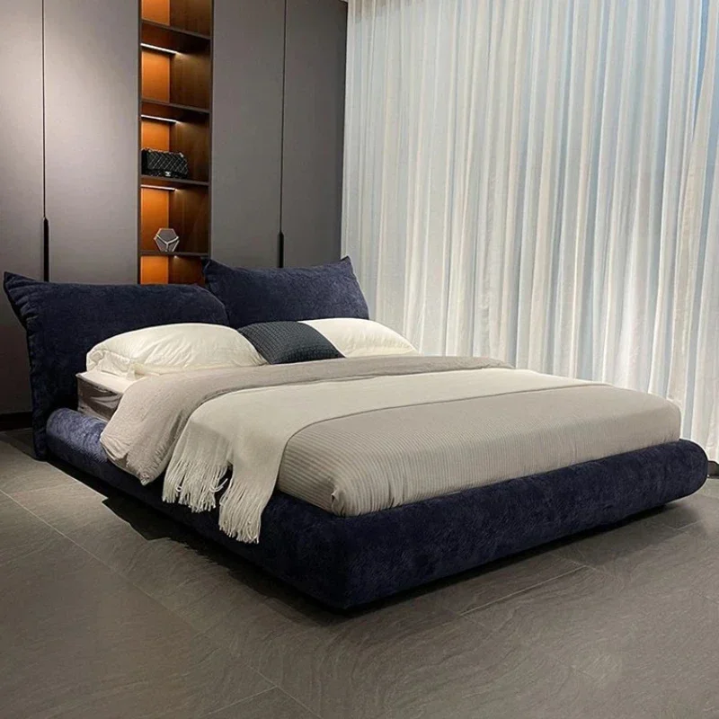 

Petal bed master bedroom minimalist high-end villa large flat master bedroom fabric bed soft bag