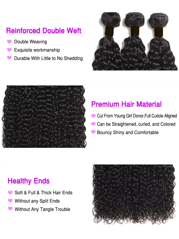 30 34 Inch Deep Wave Human Hair Bundles Curly Hair Burmese Weaving Raw Unprocessed Tissage Double Weft Virgin Hair Extensions