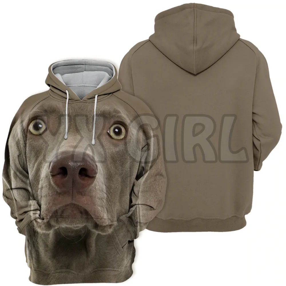 Weimaraner-Sudadera con capucha y estampado 3D de animales para hombre y mujer, suéter Unisex con estampado 3D de animales y perros, chándal