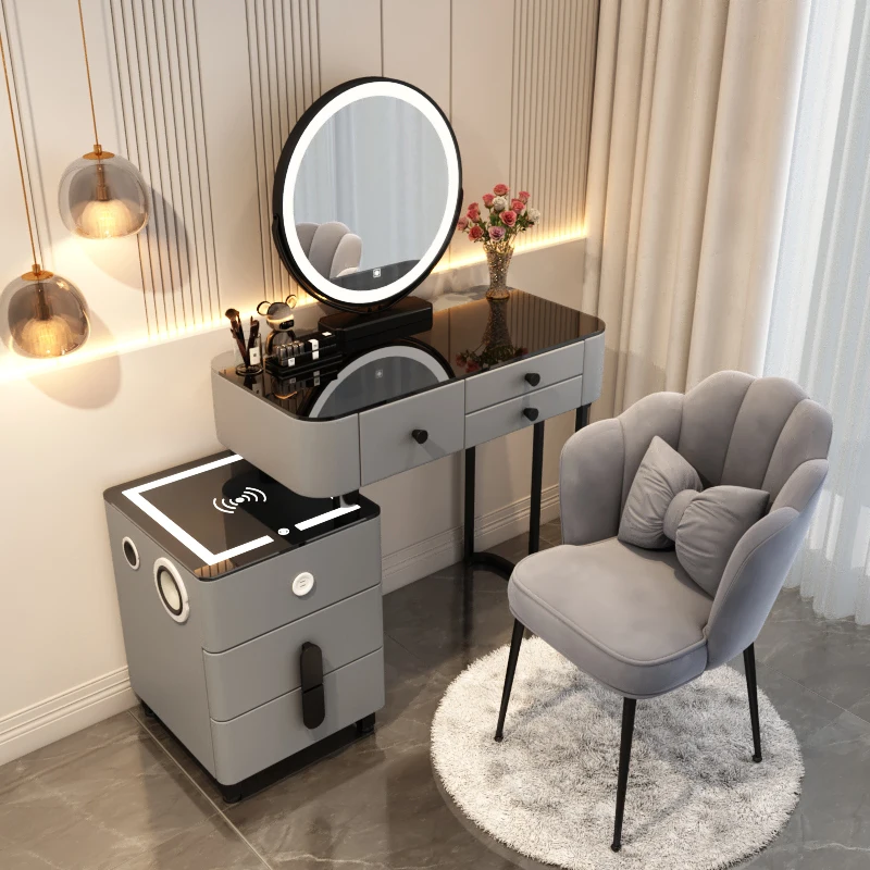 Storage Light Dressing Table Organizer Mirror Stool White Dressing Table Cabinets Makeup Comoda Pra Quarto Luxury Furniture image 2