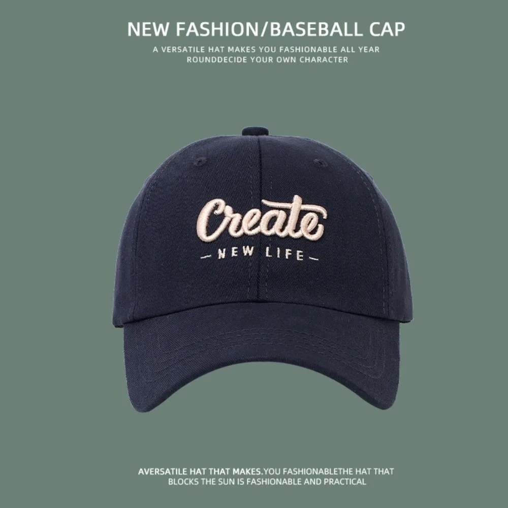 Einfache Baseballkappe mit breitem Schirm, Buchstaben-Stickerei, Sonnenschutz-Schirmmütze, tiefer Schirm, Sonnenschutzhut für Damen und Herren – Detail 4