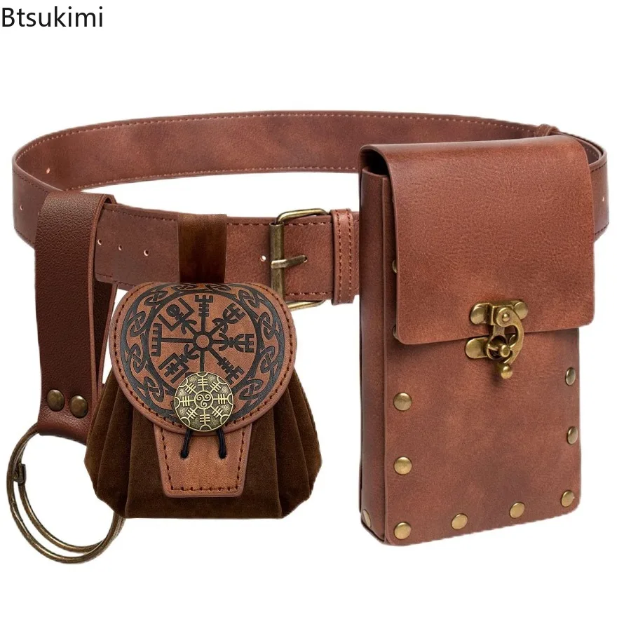 

Medieval Belt Pouches Waist Bag Steampunk Cellphone Holdre Renaissance Purse Viking Pirate Halloween Costume Accessory for Adult