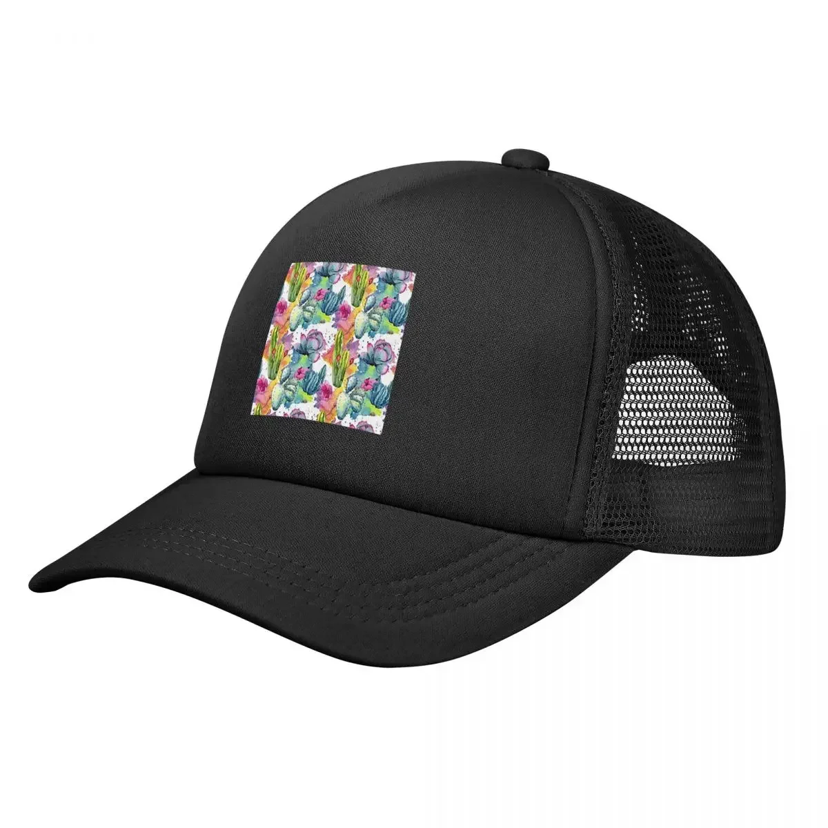 Exotic Wildflower Cactus Watercolor Style Stylish Mesh Baseball Caps Snapback Baseball Hats Breathable Casual Casquette Outdoor