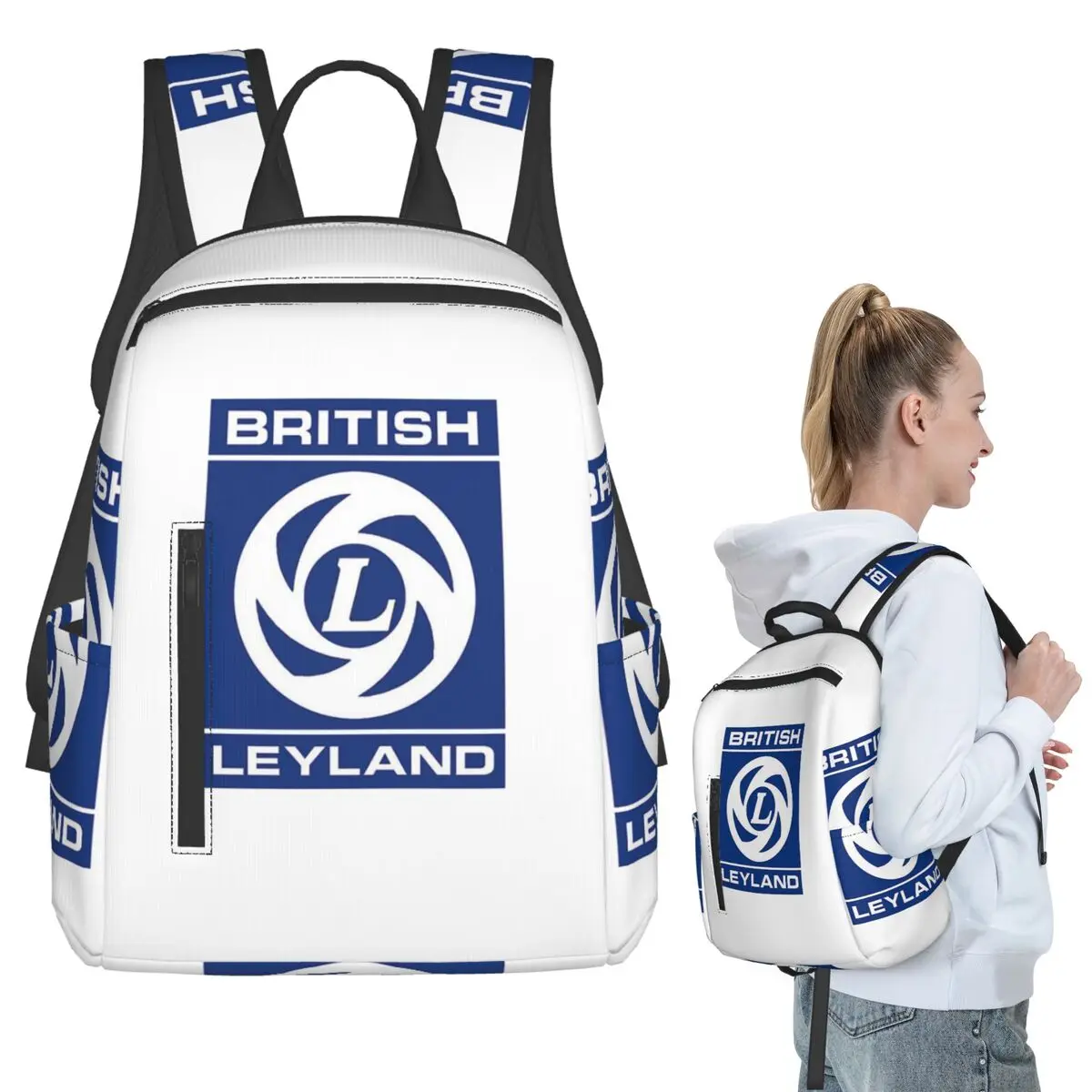 

British Leyland Logo Backpack Student BookBag Children School Bag Laptop Shoulder Bags Men Women