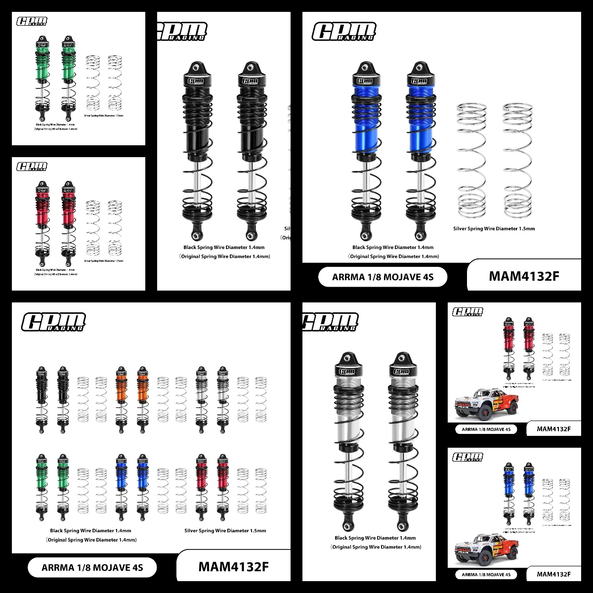 

GPM Alloy Progressive Spring Front Shock 132mm For ARRMA 1/8 Mojave 4S ARA330793