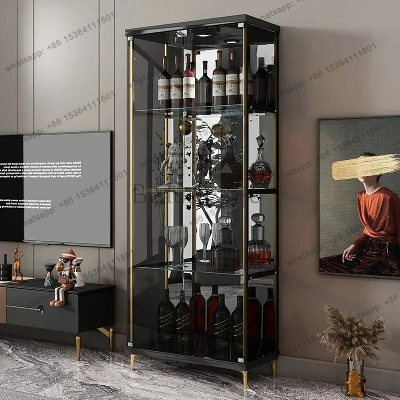yj57 Wine Cabinet Home Wall Sideboard Store Display Cabinet Dining Room/Living Room Tempered Glass Cabinet