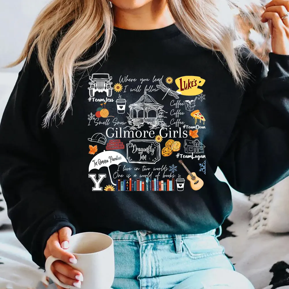 Gilmore Girls Sweatshirt Stars Hollow Shirt Dragonfly Inn Luke\'s Diner Hoodie Rory Lorelai Gilmore Tv Show Crewneck Sweatshirts