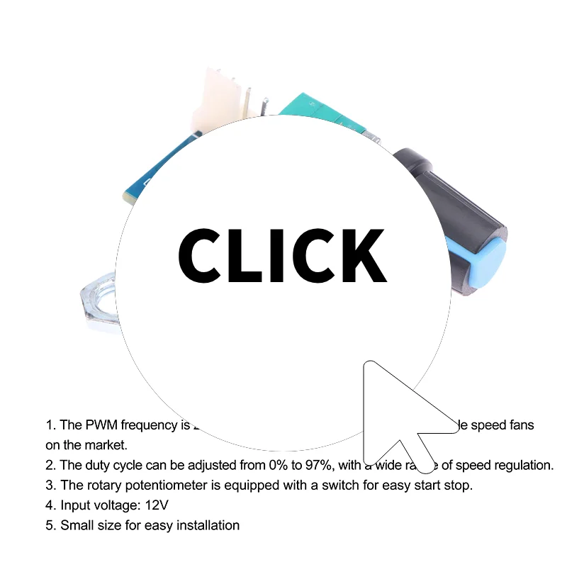 DC 12V Single Channel Fan Speed Controller PWM Speed Controller 25KHZ Motor Control With Rotary Potentiometer To Adjust 4Pin