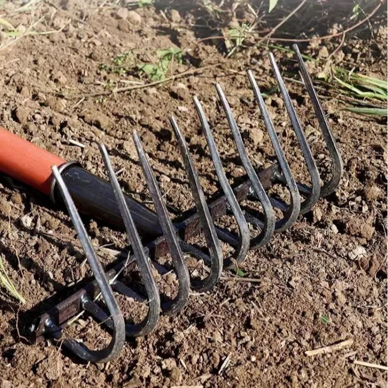 Sturdy and durable ninetooth nail rake manganese steel multifunction garden tool