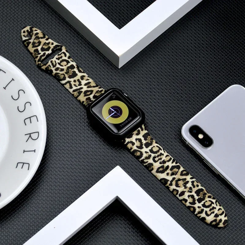 leopard strap for Apple watch band 44mm 45mm 49mm 40mm 45 Silicone bracelet belt iwatch series Ultra 2/9 8 7 6 SE 5 accessories