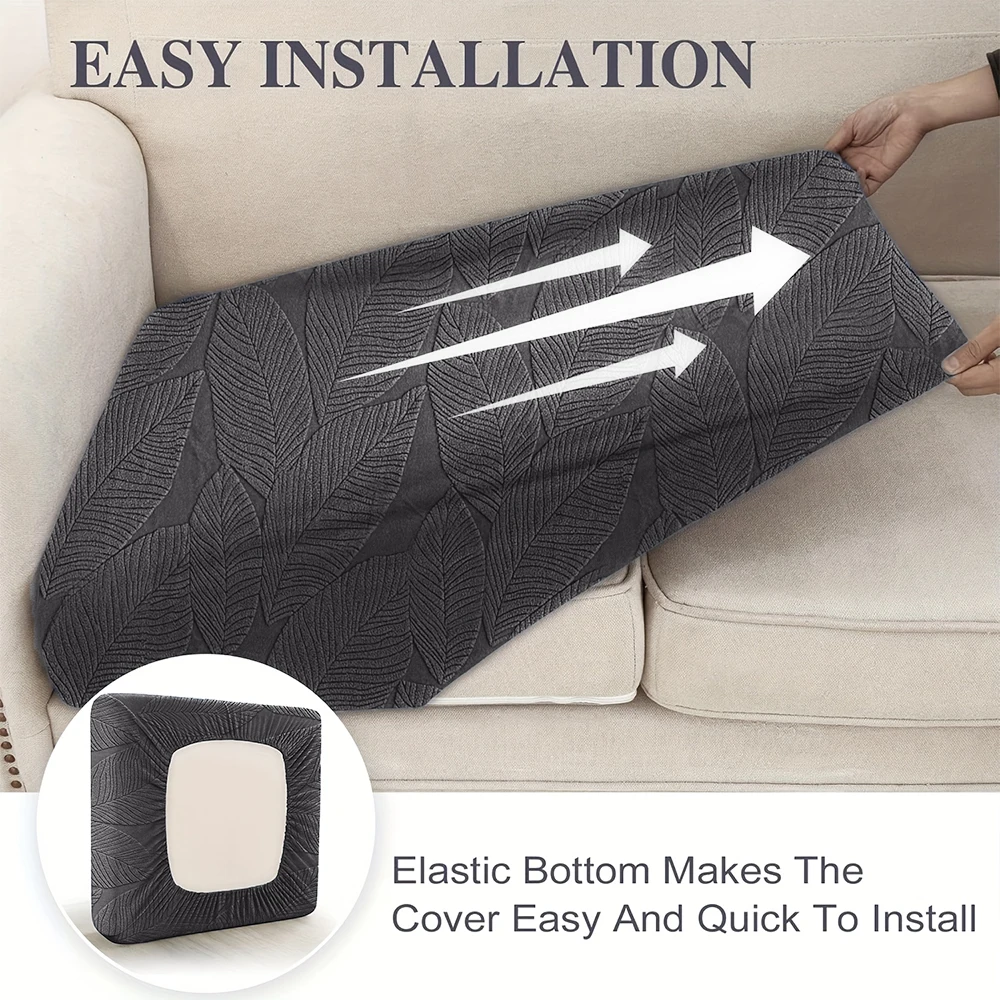 Leaf Pattern Jacquard Sofa Cover Thick Elastic Patio Sofa Seat Cover Dustproof Washable Balcony Sofa Slipcover Outdoor Indoor