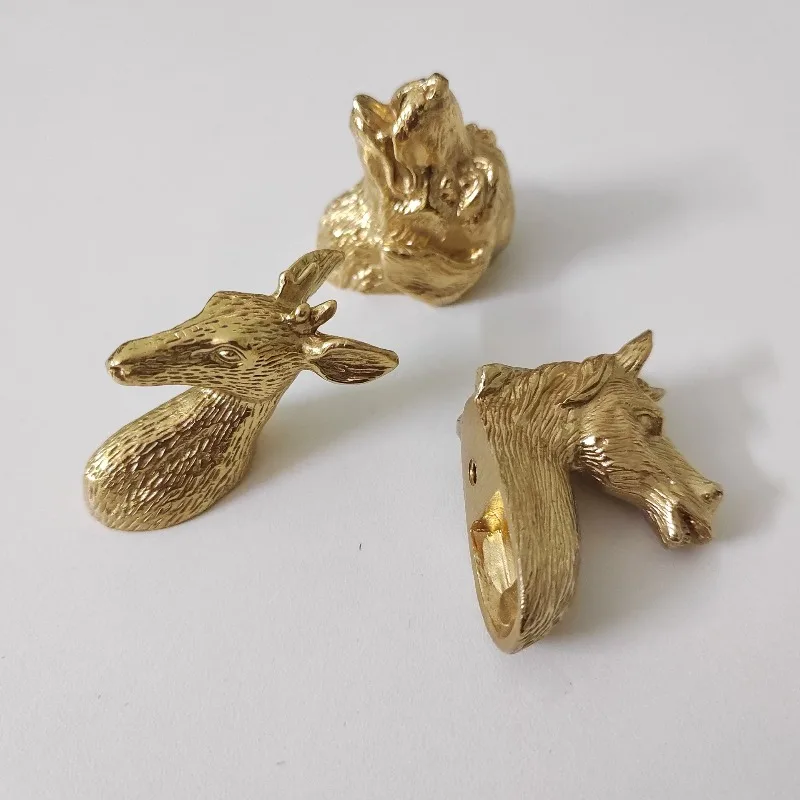 American Style Furniture Handles Animals Shape Dog Puppy Head Brass Wardrobe Cabinet Door Drawer Knobs Wardrobe Dresser Pulls