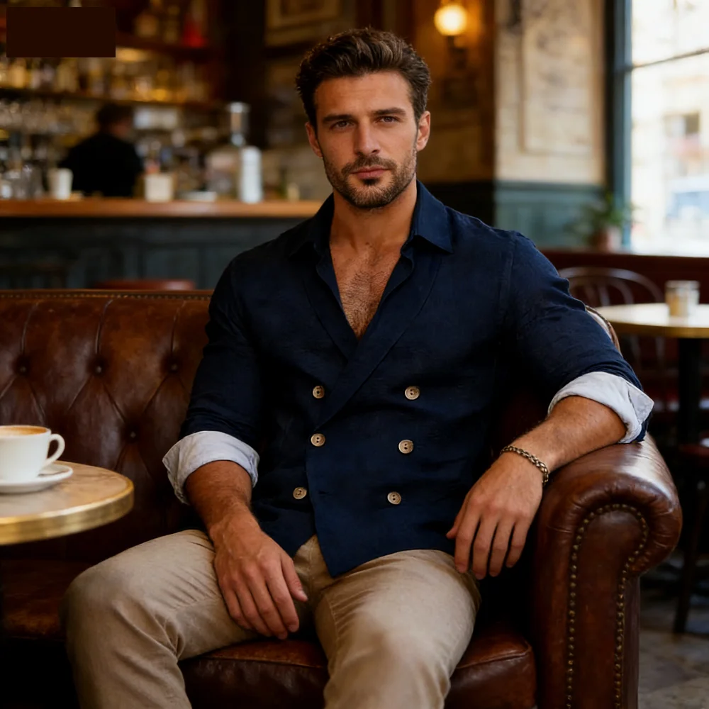 

Portuguese: Nova Primavera E Outono Terno Masculino T Transcendent Casual Cotton And Linen Fashion Long Sleeve Cardigan Jacket