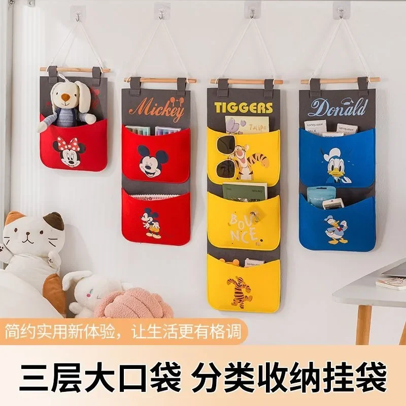 Disney Fabric Wall-mounted Storage Bag Large Capacity Bedside Wall Door Hanging Storage Pocket Dormitory Wall Hanging Artifact