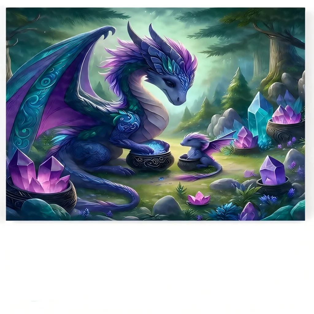 Fantasy Dragon & Cute Pet Jigsaw Puzzle - Magical Forest, Ocean Animals, Funny Chicken & Puppy Art - Adult Kids Home Decor Gift