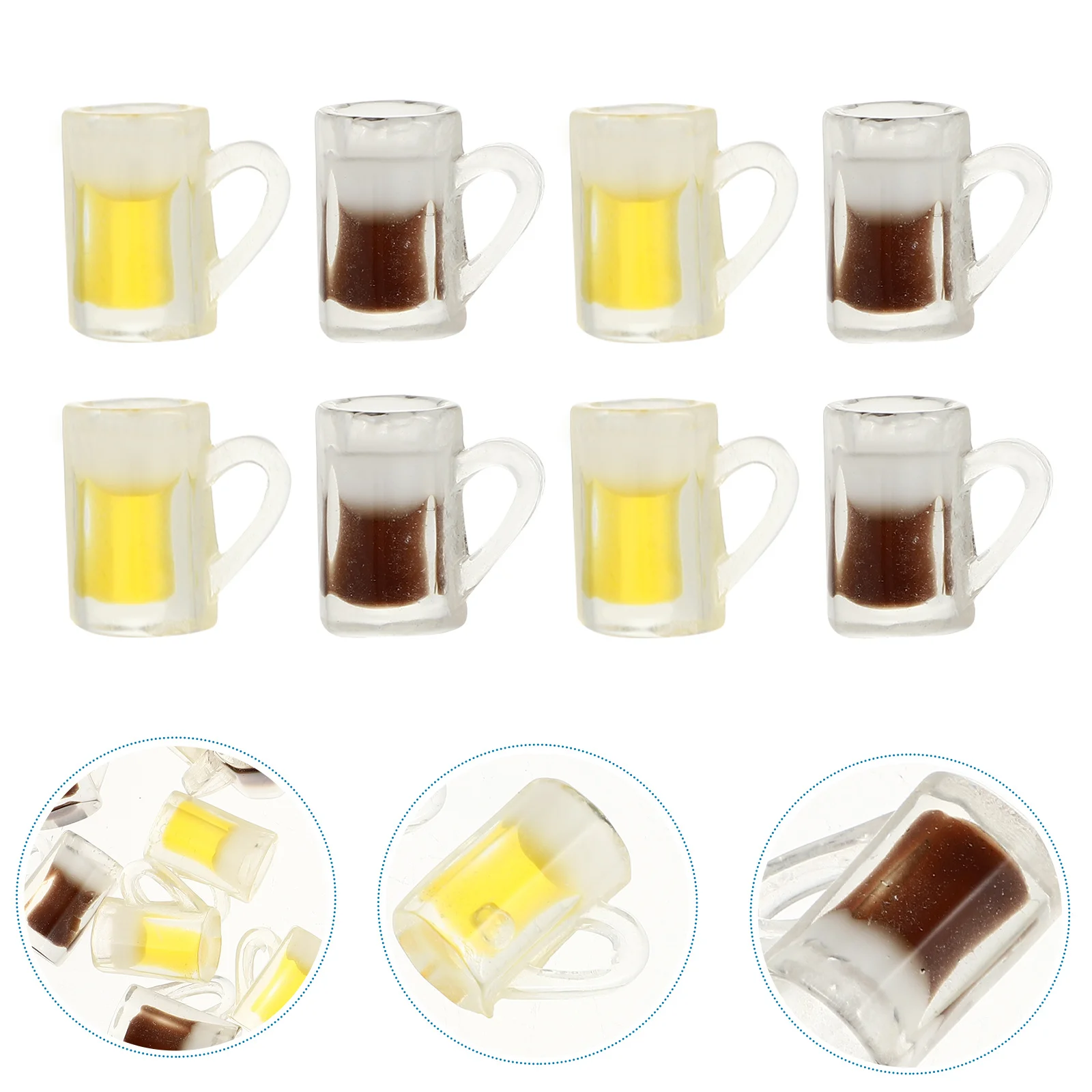 30 peças de miniaturas de cerveja em resina para artesanato DIY, decoração de cozinha para casinha de bonecas, acessórios de copo de cerveja simulado para capas de celular e presilhas de cabelo
