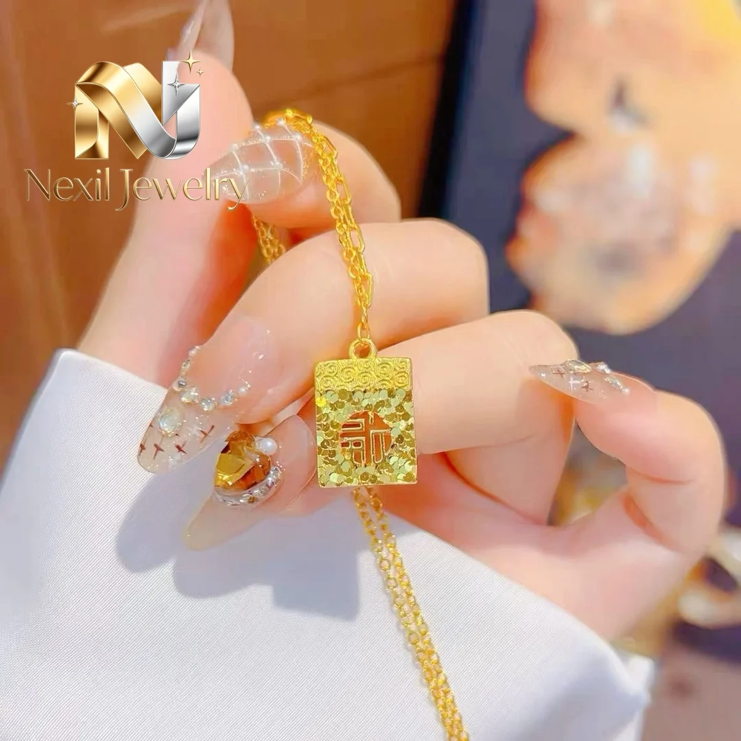 

Nexil Jewelry Nexil Jewelry Crushed Ice Fortune Tag Pendant Women's 24K Gold AU999 - Lightweight neck-fit design, no discomfo