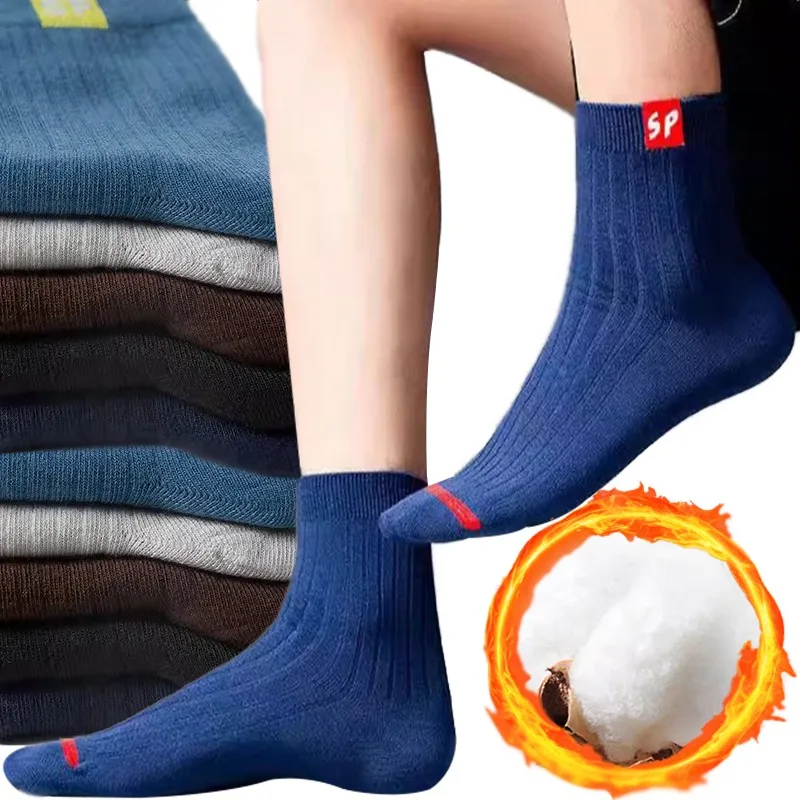 

Winter Men Thick Sports Sock Autumn Polyester Cotton Warm Middle Tube Socks Outdoor Skiing Cycling Anti Odor Elastic Hosiery