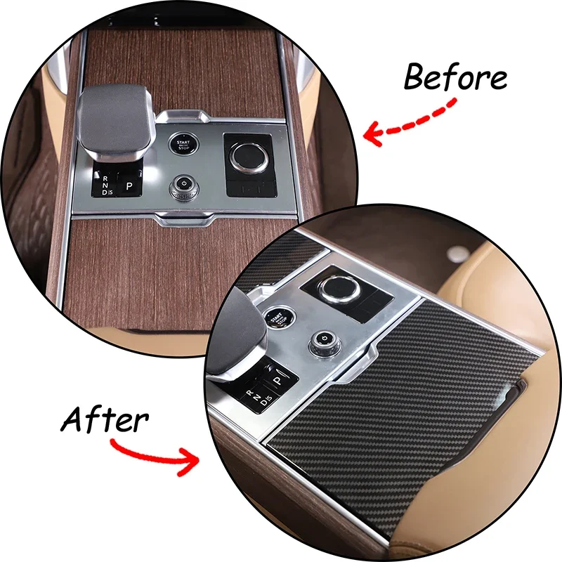 For Range Rover Vogue L450 2023-2025 Real Carbon Fiber Central Control Teacup Panel Decorative Stickers Interior Car Accessories