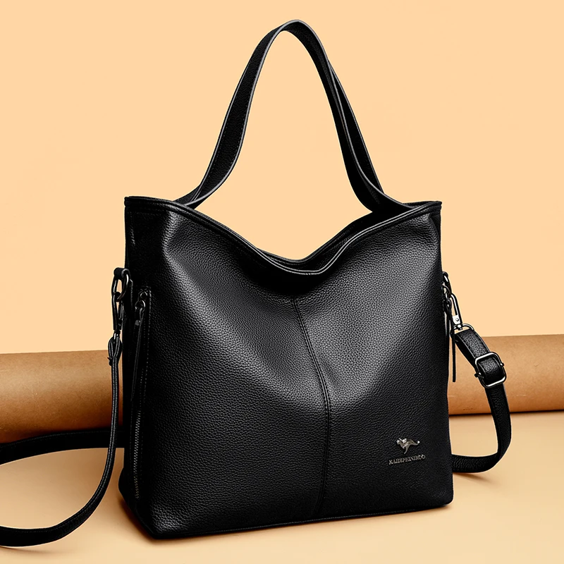 

High Quality Soft Leather Female Handbags Luxury Trendy Women Shoulder Bag Solid Color Simple Large Capacity Women's Tote Bags