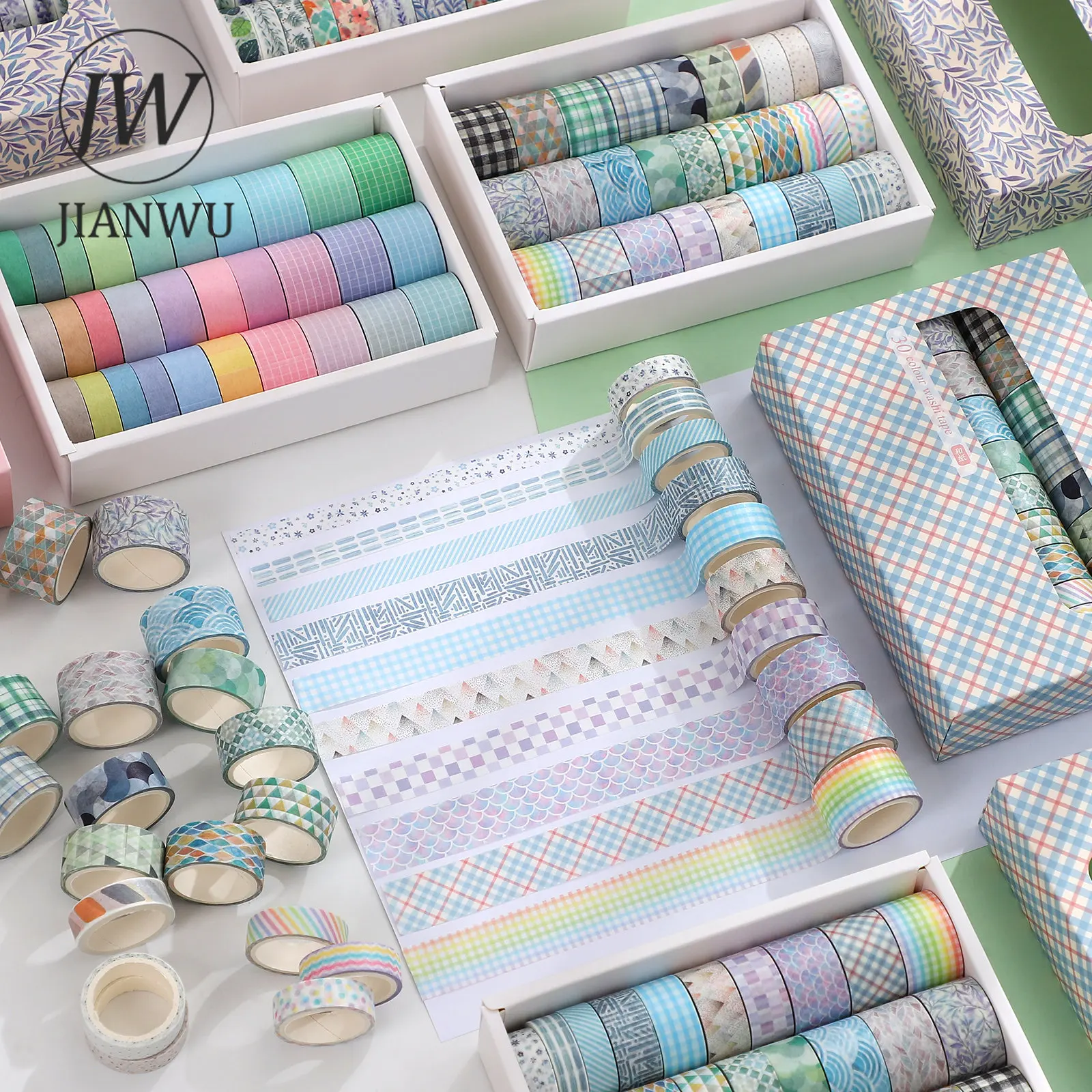 JIANWU 30 Roll/set Pflanze Geometrische Muster Boxed Band Kreative DIY Hand Konto Decor Scrapbooking Washi Papier Klebeband Schreibwaren