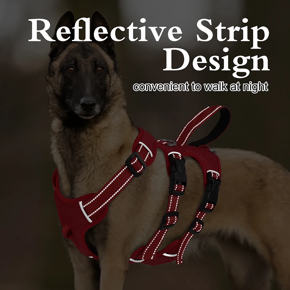 Reflective Nylon Mesh Large Dog Harness No Pull Waterproof Dog Harness Vest With Handle For Medium Large Dogs  Walking Training