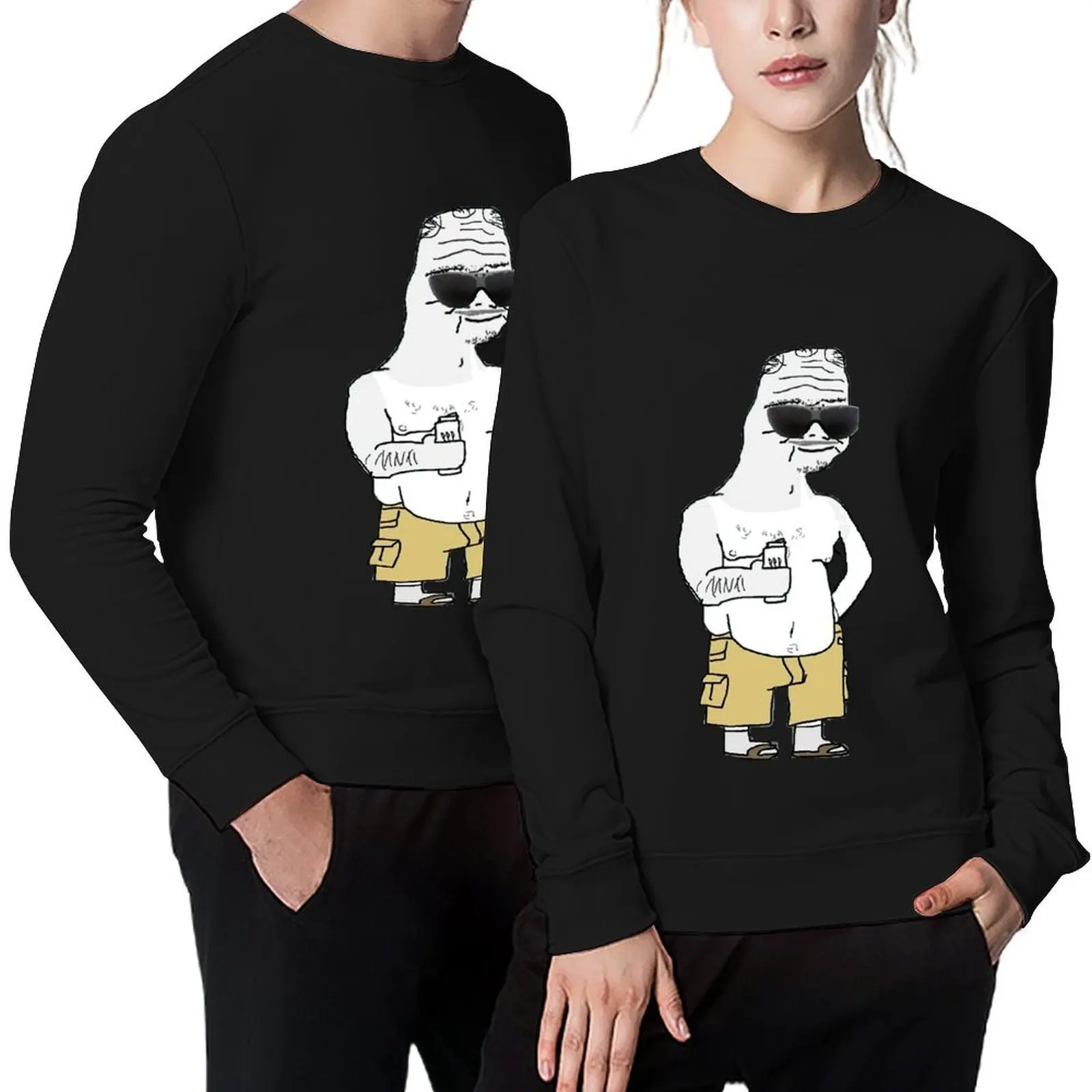 

Funny Wojak Boomer Meme Sticker Pullover japanese style men clothing autumn clothes mens clothes graphic sweatshirts