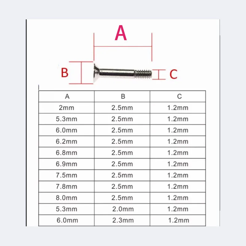 Suitable for HUBLOT watch case, back cover, screw, watch strap, interface, screw, watch accessory parts