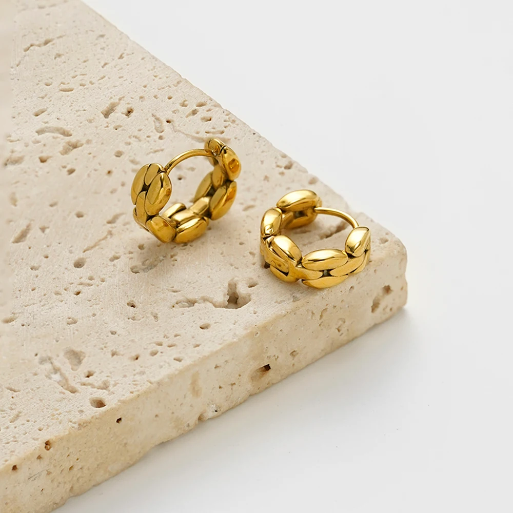 

ENFASHION Aretes De Mujer Chain Hoop Earrings For Women Stainless steel 18K Plated Gold Fashion High Street Jewelry E251806