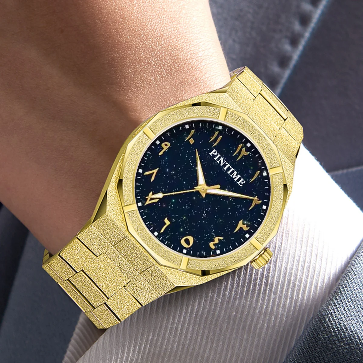Luxury Men Watch Frosted Octagon Arabic Numerals Starry Sky Dial Quartz Watch Gold Reloj Relogio Masculino 2026