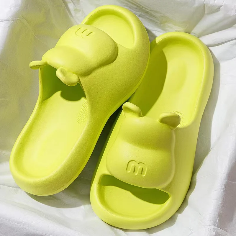 Summer Slippers Bathroom Platform Non-Slip Home Bear Cartoon Flip Flops Beach Women Slipper Sandals Slides Indoor Outdoor Sandal