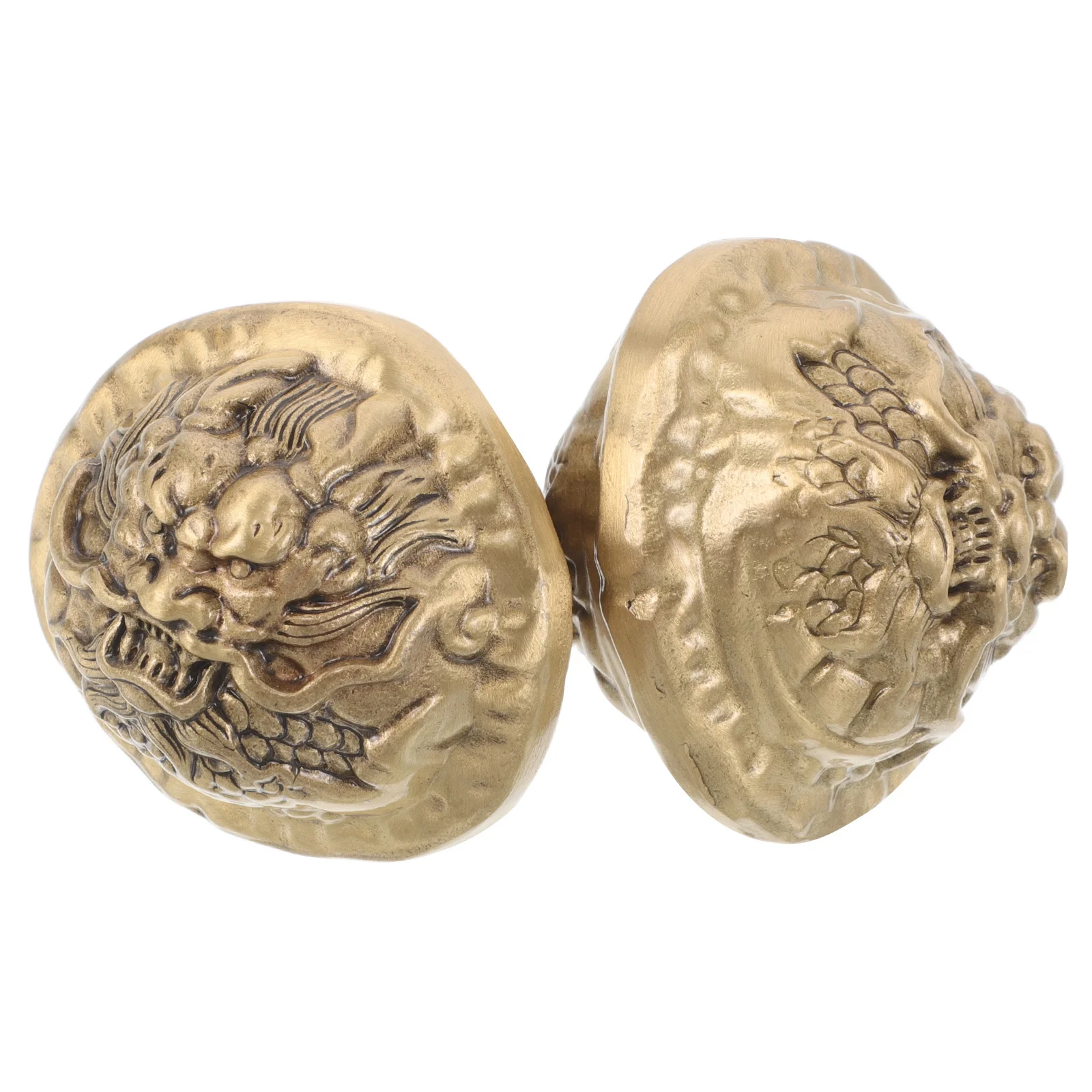 

2Pcs Brass Dragon Head Walnut Hand Exercise Ball Elderly Fitness Dexterity Training Tool Decorative