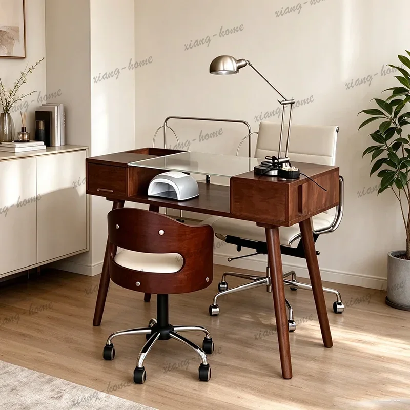 Factory Direct Vintage American Nail Desk Classic Elegant Slim Floating Nail Desk Premium Aesthetic Mesa Manicura Profesional Me
