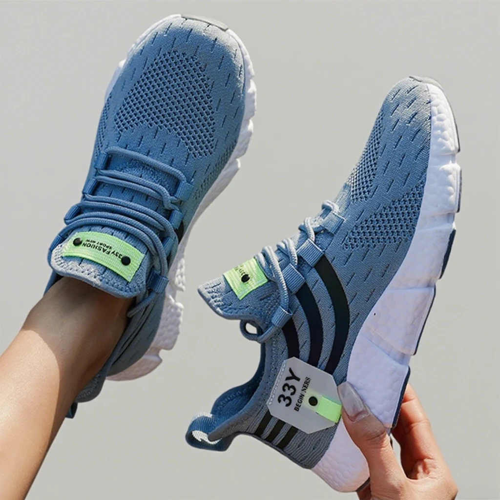 Spring New Wear Resistant Running Shoes Fashionable Trendy Elevated Flat Shoes Comfortable Soft Sports Shoes with Hollow Design
