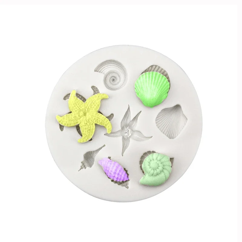 1pcs Creative DIY Chocolate Mold Cake Decorating Tools Sea Creatures Conch Starfish Shell Fondant Cake Candy Silicone Molds