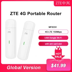 2023 Nieuwe Originele Ontgrendeld Zte Mf 833V Mf833u1 Usb Dongle 150 Mbps Draadloze 4G Lte Modem Mf833 Wereldwijde Universele Netwerkkaart