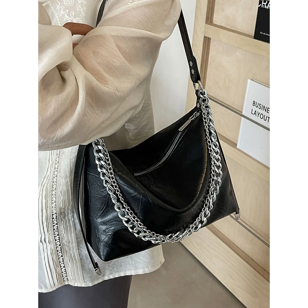 

Versatile Crossbody Bag for Women Solid Pu Leather Tote Bags Lady Casual Large Capacity Underarm Pack Messenger Bags