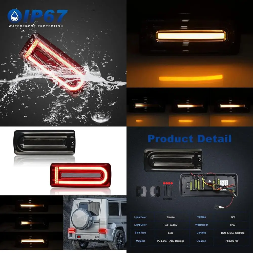 

Модернизированные последовательные задние фонари для моделей Mercedes-Benz G-Class W463: 1999–2018 гг., динамические янтарные указатели поворота и красные стоп-сигналы